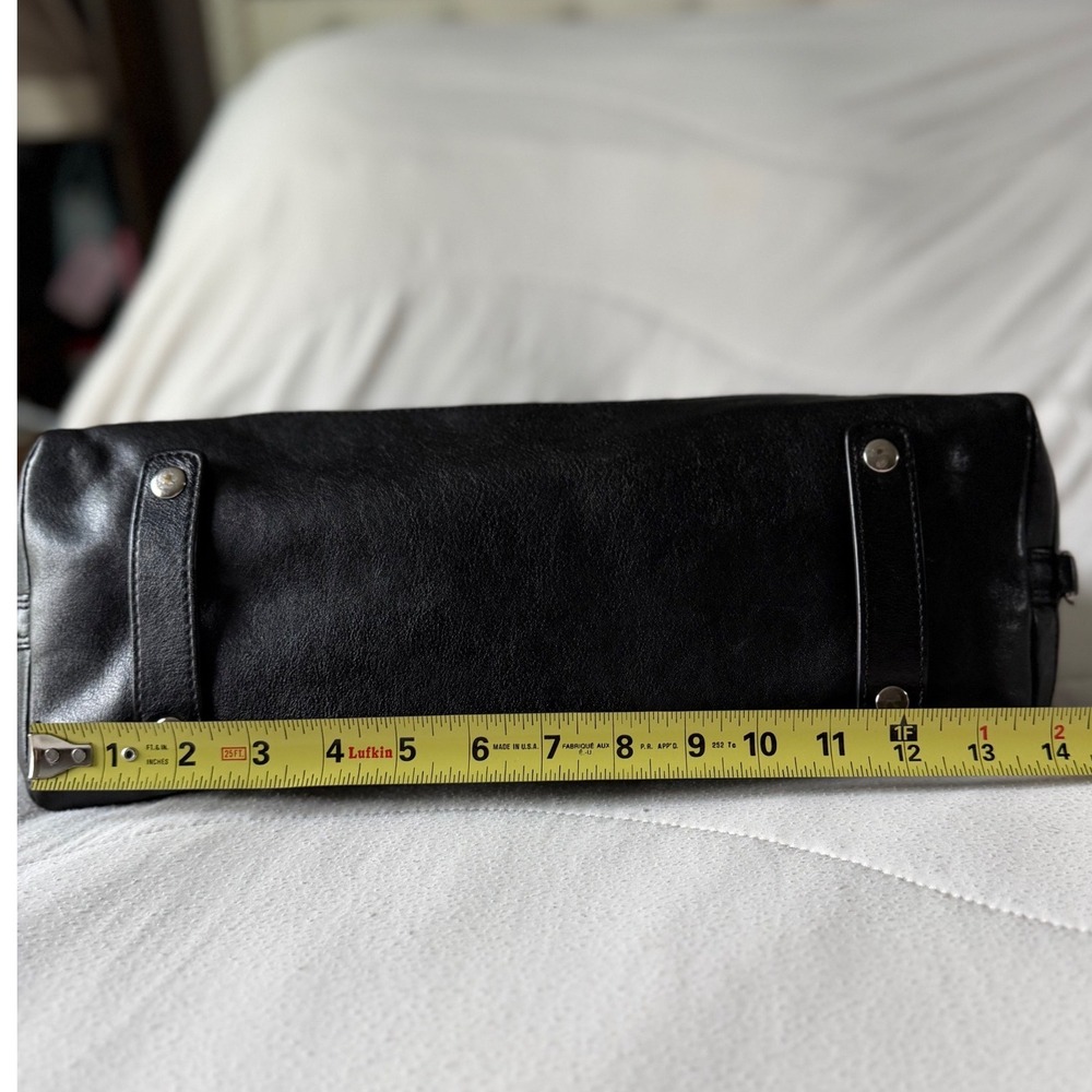 Coach Ashley Black Leather Shoulder Bag Satchel Purple Lining F15447 - Picture 9 of 14